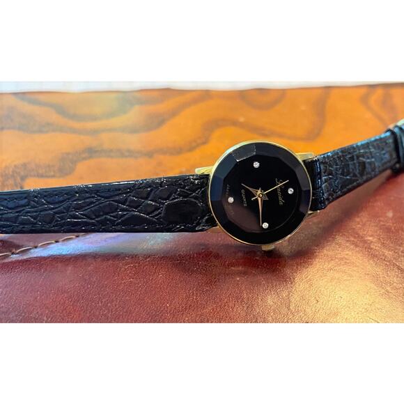 Women's 25mm Gold Tone Lucida Watch, Faceted Crystal - Picture 2 of 4